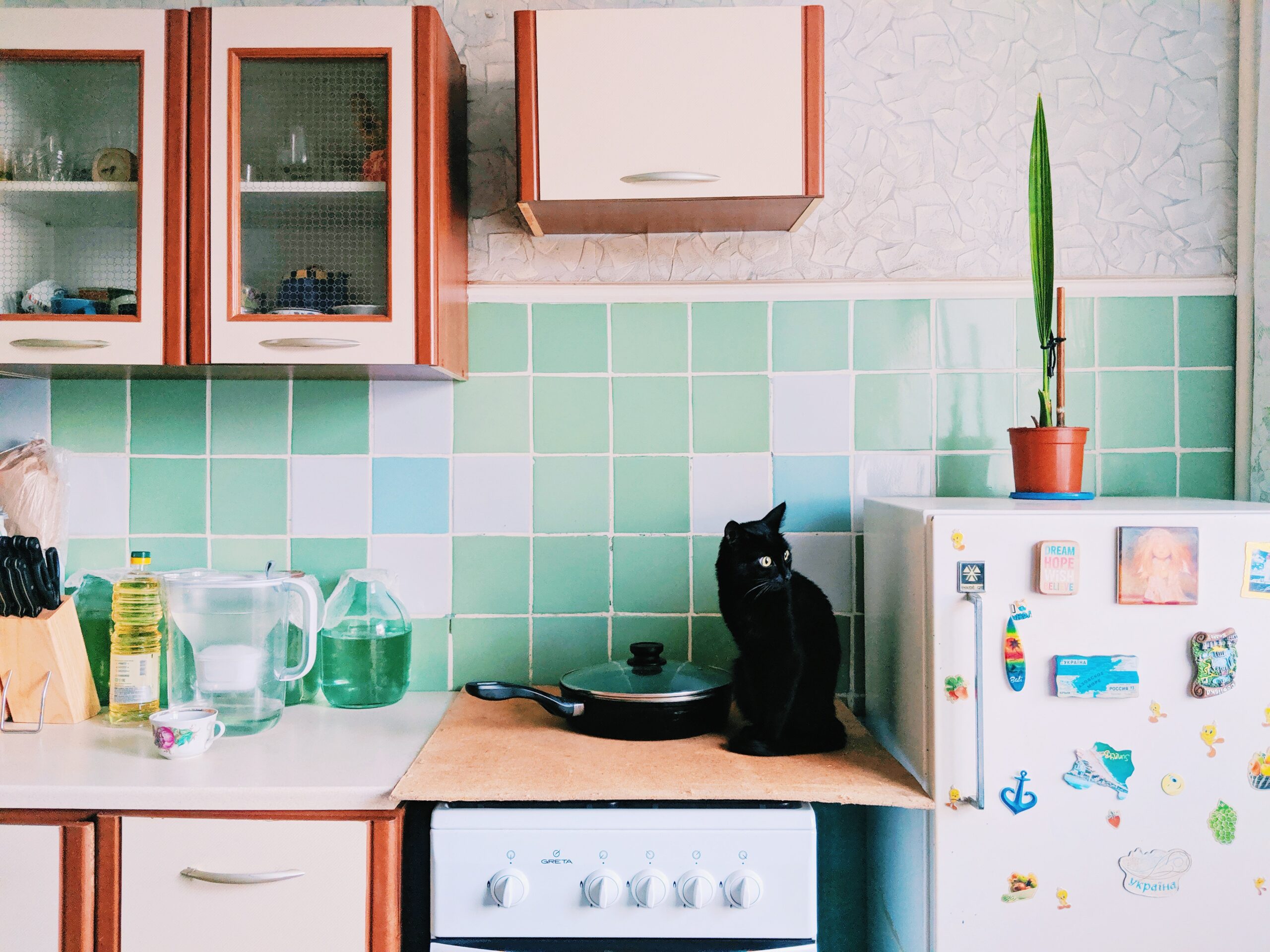 kitchen counter setup