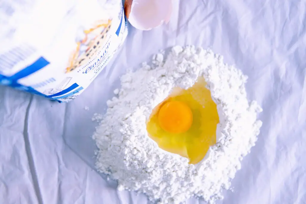 Egg inside of flour