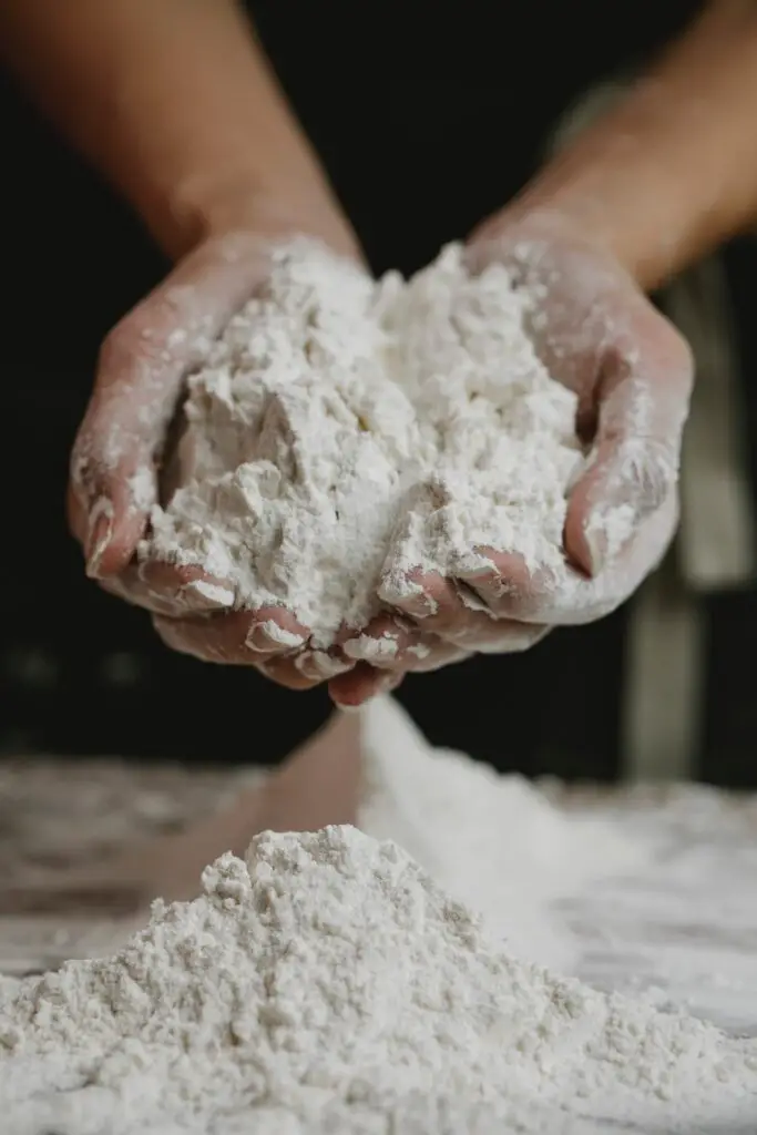 flour in hands