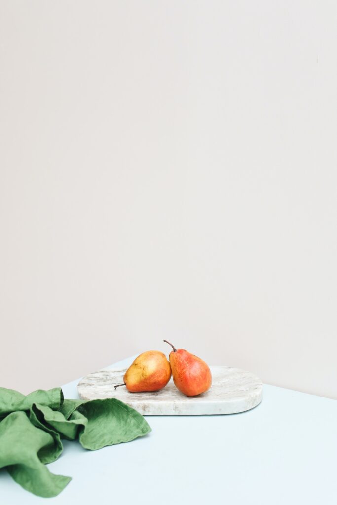 pears on a wooden board