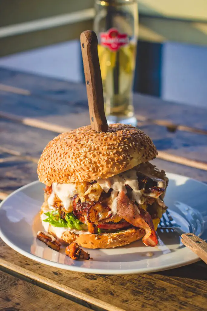 burger with knife